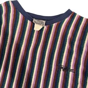 Vintage 80s Jimmy Z Striped Terry Cloth T Shirt Surfwear Stussy style Size XL